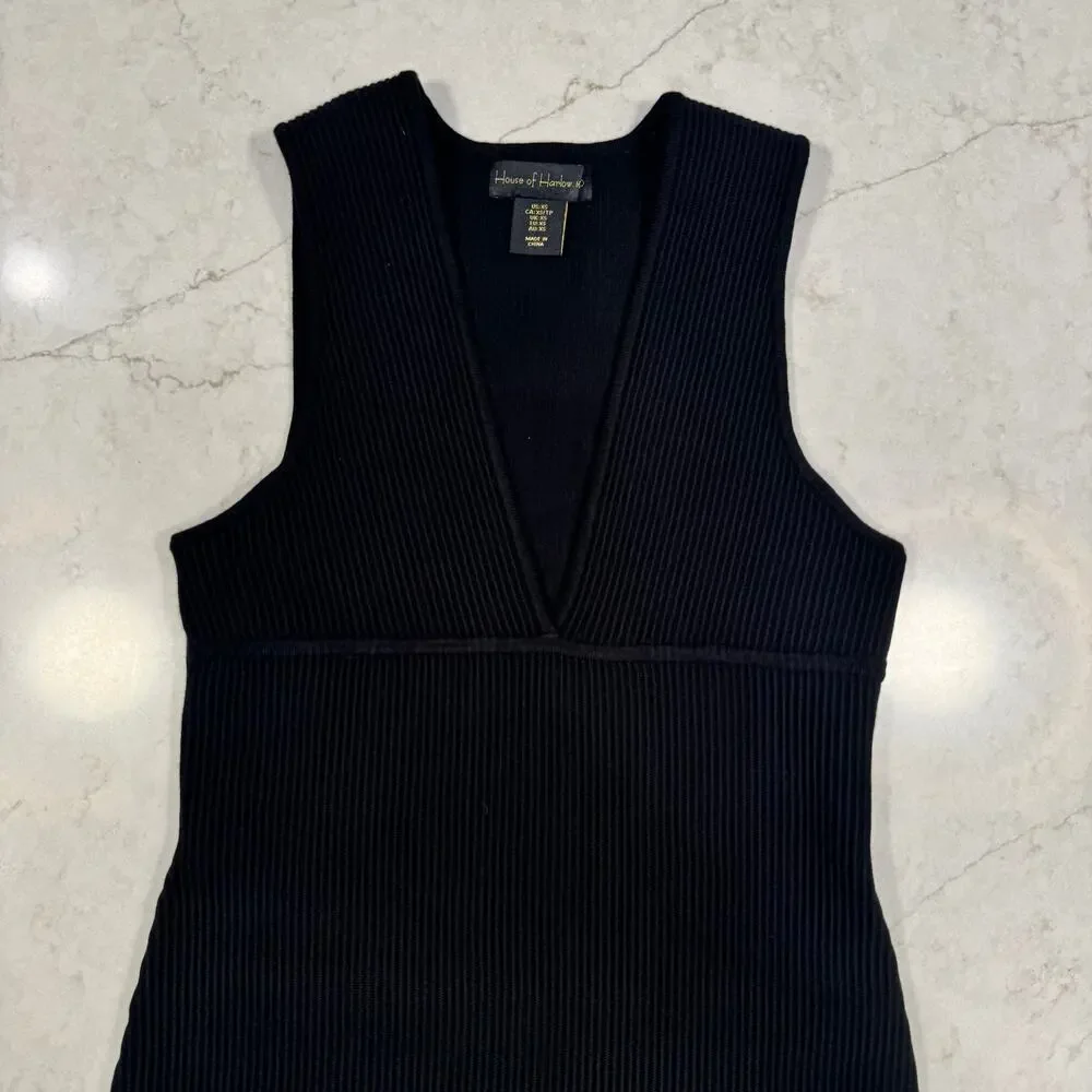 House of Harlow Knit Midi Dress Black Women's XS LBD Clean Minimalist Luxury - Picture 3 of 10